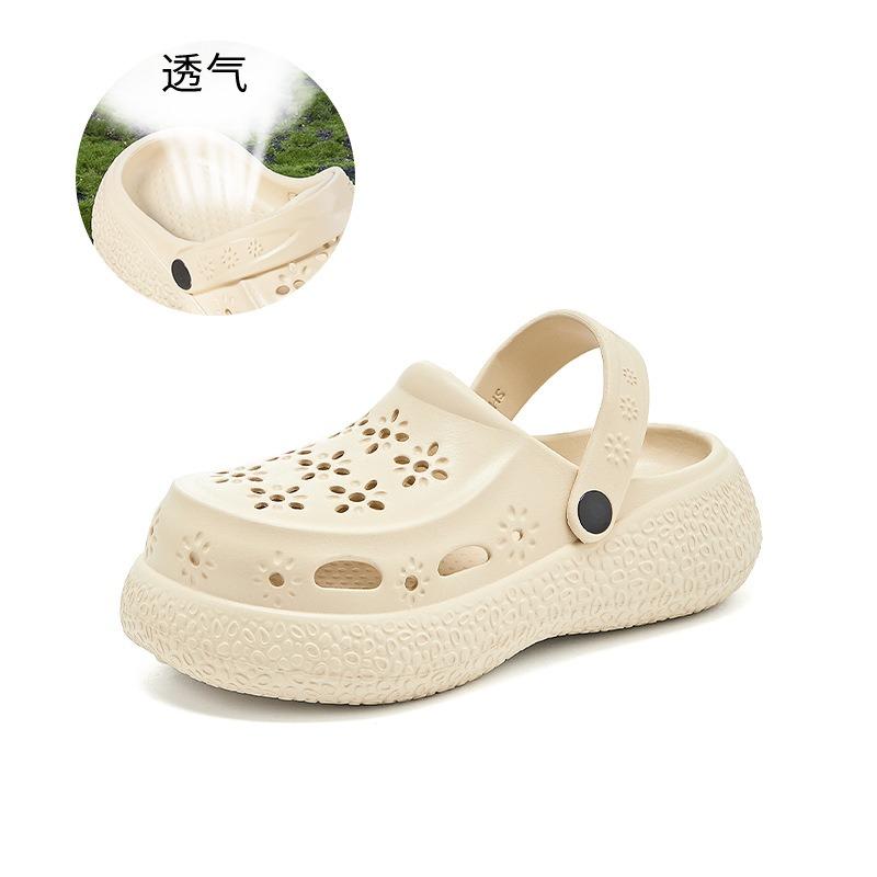 New Hole Shoes Women's Summer Thick Soles Increase In Height and Wear Beach Sandals Casual Versatile Semi-drag Women