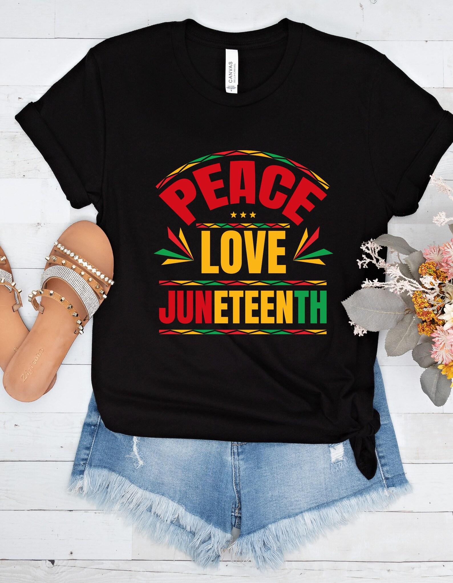Peace Love Juneteenth tshirt, black pride, June 19 L