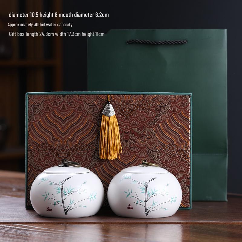 Ceramic Tea Caddy Souvenir: Small Moisture-Proof Jar for Pu-erh & White Tea, Ideal Gift with Logo