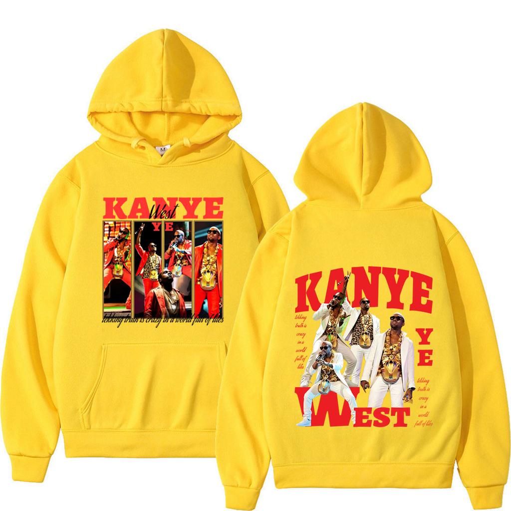 Rapper Kanye West Album 2026 Tour Vintage Print Hoodie Unisex Hip-hop Sweatshirt Long Sleeves Loose Aesthetic Trend Pullover
