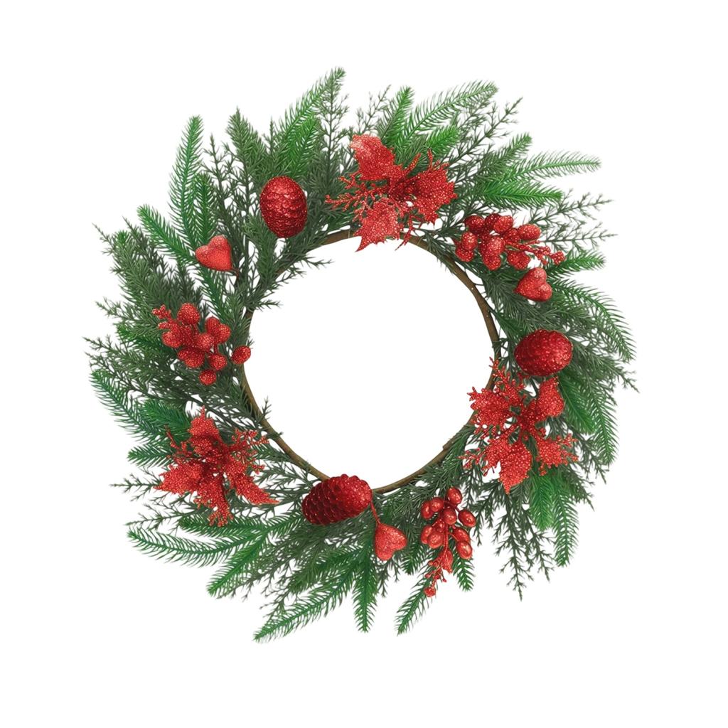 55cm Christmas Wreath with Artificial Leaves and Berries, Blue Multicolor for Front Door Holiday Decor