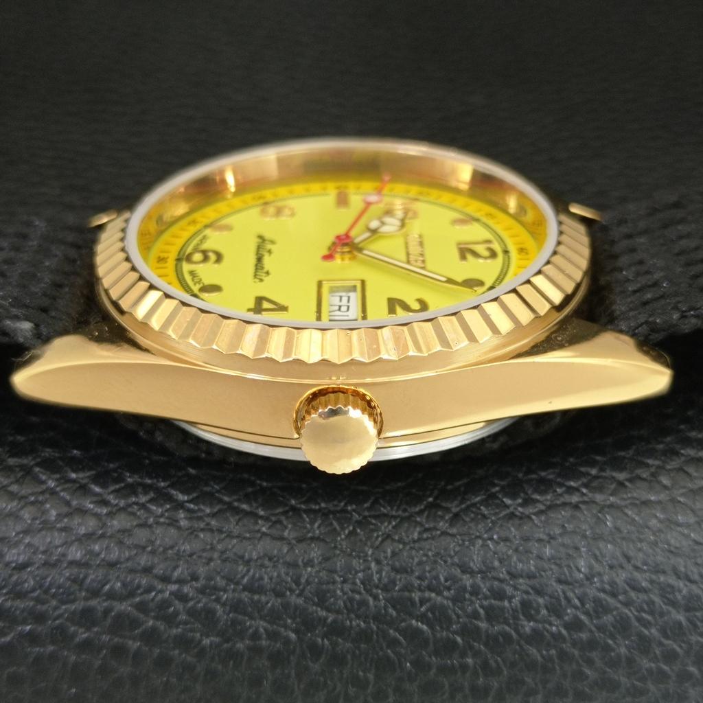 VINTAGE REFURBISHED CITIZEN AUTOMATIC JAPAN MENS YELLOW DIAL WATCH a445347-1