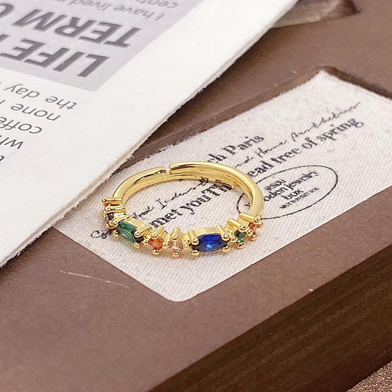 Medieval Personalized Retro Enamel Dripping Oil Inlaid Zir*****Pening Ring Niche Light Luxury High-End Ring Woman