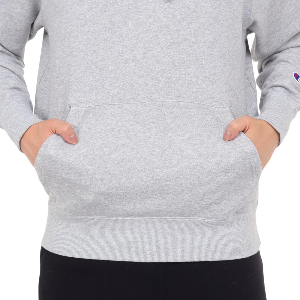 Champion Basic Long Sleeve Fleece Hoodie with Embroidered Oxford Gray Men's Logo, (Size 70) C3-W101Z