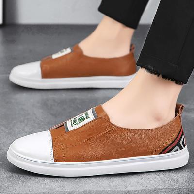 New Men Slip-on Casual Leather Shoes Classic British Style Flat Designer Loafers Comfy Outdoor Soft Bottom Driving Walking Shoes