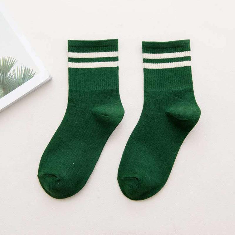 Funny Cute Cotton Loose Striped Crew Socks Women Fashion Colorful Harajuku Designer Vintage Long Socks School Girls Socks Black