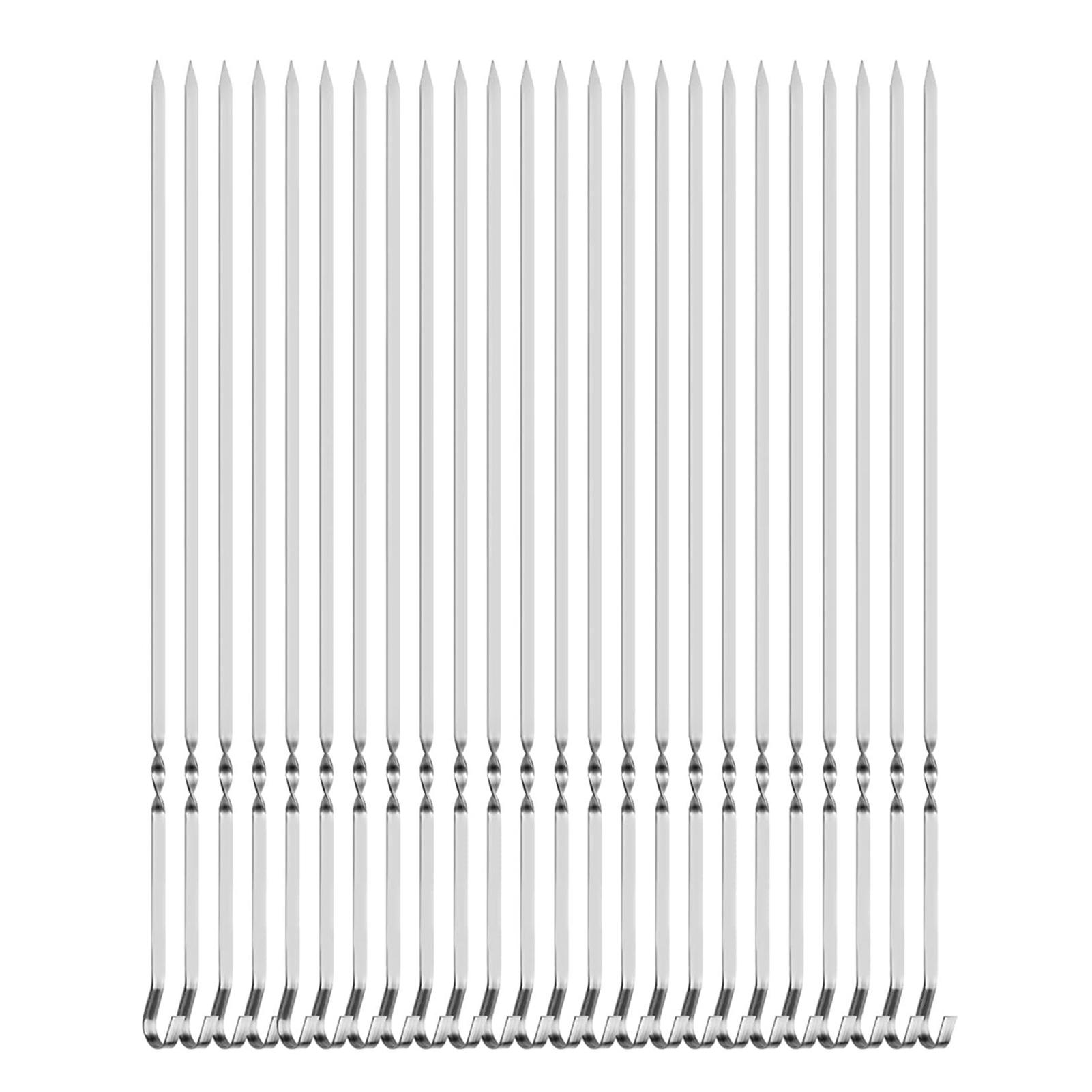 

25 шт. плоских шампуров для шашлыка с крючком из нержавеющей стали, длинные решетки для барбекю, для кемпинга, пикника, мяса, палочек для барбекю