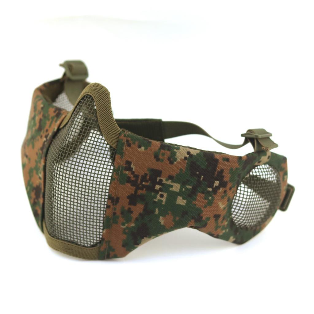 Nouveau Masque Tactique Respirant en Maille d'Acier V14 Demi-Visage pour Wargame CS Entraînement au Combat en Extérieur
