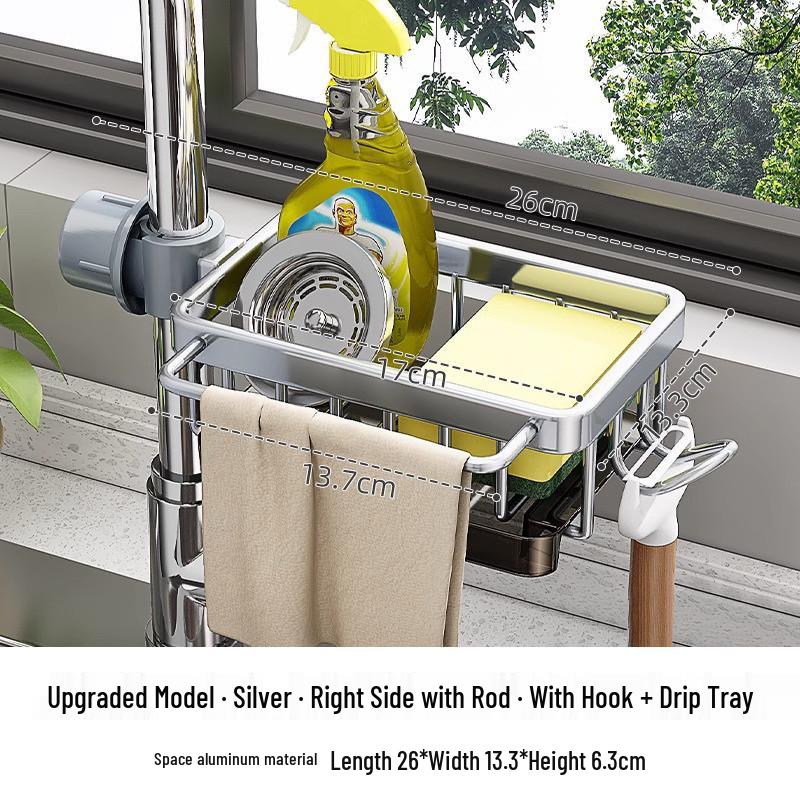 Kitchen Multifunctional Draining Rack & Sink Storage Basket for Sponge & Dishcloth