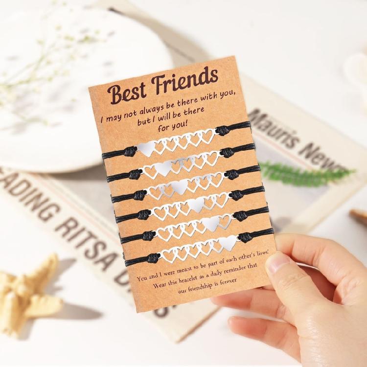 6Pieces Friend Friendship Bracelet Heart Distance Matching Bracelet for Women