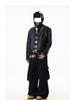 Men's High-End Black Leather Motorcycle Jacket with Shoulder Pads and Stand Collar