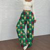 Women's Casual Christmas Print Elastic Waist Loose Fit With Plush Wide Leg Pants