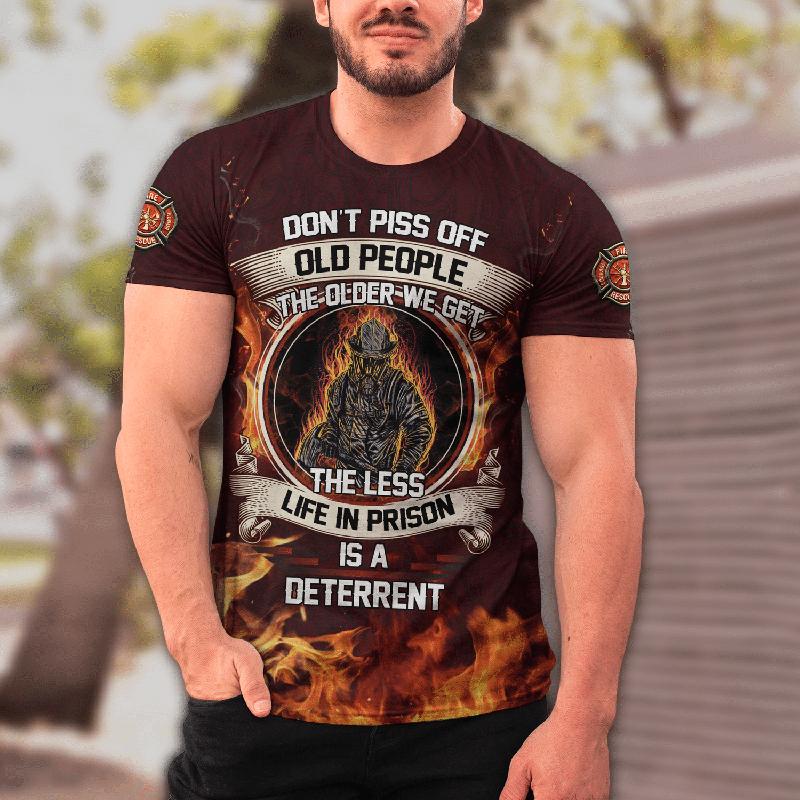 Firefighter Graphic 3D Print Pánská trička pro muže Oblečení Oversized TričkaLéto Neformální Topy s krátkým rukávem Osobnost