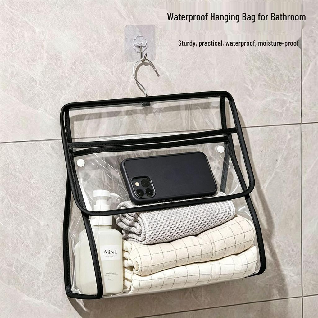 Wall-Mounted Waterproof Hanging Bag for Bathroom and Shower