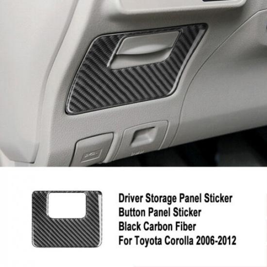 Bright Carbon Fiber Car Inner Driver Storage Box Panel Cover For Corolla 06-12