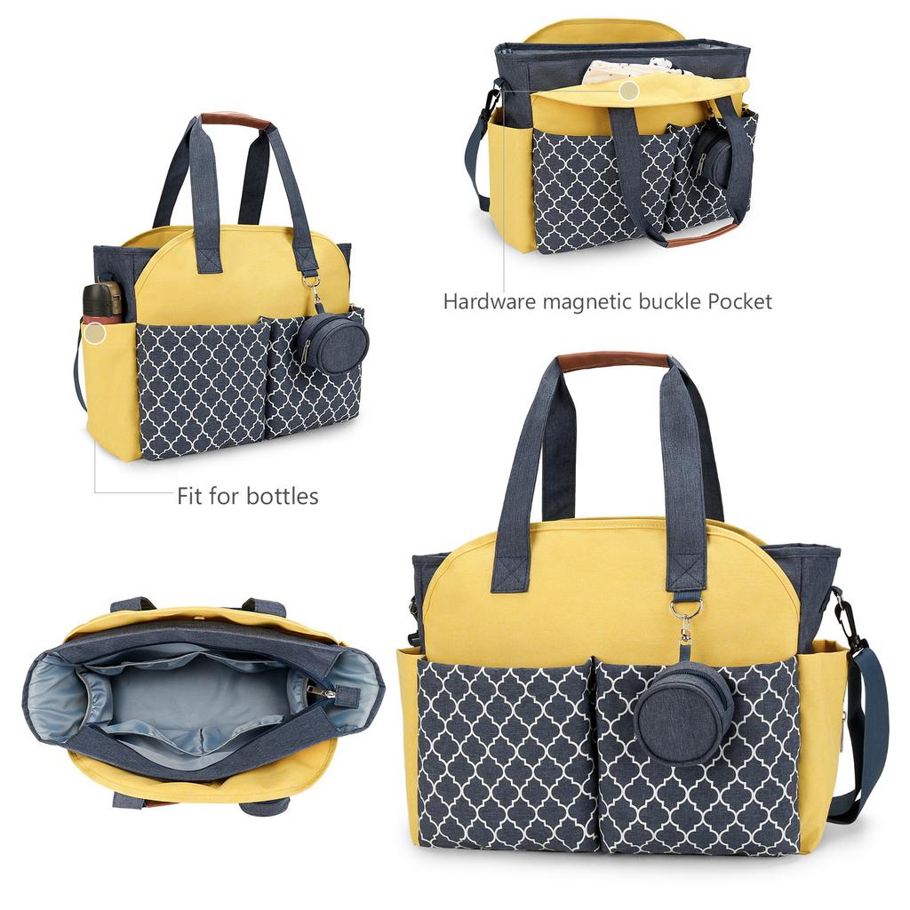 Diaper Bag Tote Baby Changing Bag With  Shoulder Strap Portable Waterproof And Large Capacity For Mom