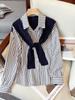 Women's Striped Patchwork Shawl Shirt - Loose, Long Sleeve, Early Spring 2026 Arrival