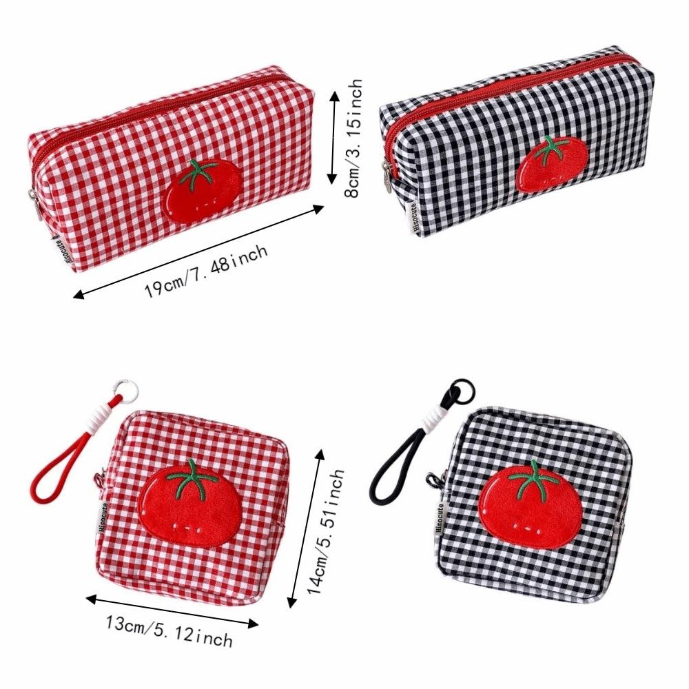 Cloth Checkered Korean Style Pencil Case Tomato Pen Bag Pencil Pouch Girl Kids Children