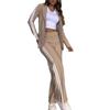 Women's set autumn and winter casual long-sleeved lapel striped blazer and straight pants two-piece set