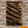 Metal Tin Vintage Hunting Rifles CollectionPattern Decoration Lintel Ornamentfor Home Bars Restaurants Cafes Garag