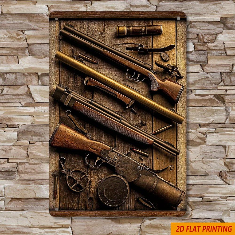 Metal Tin Vintage Hunting Rifles CollectionPattern Decoration Lintel Ornamentfor Home Bars Restaurants Cafes Garag