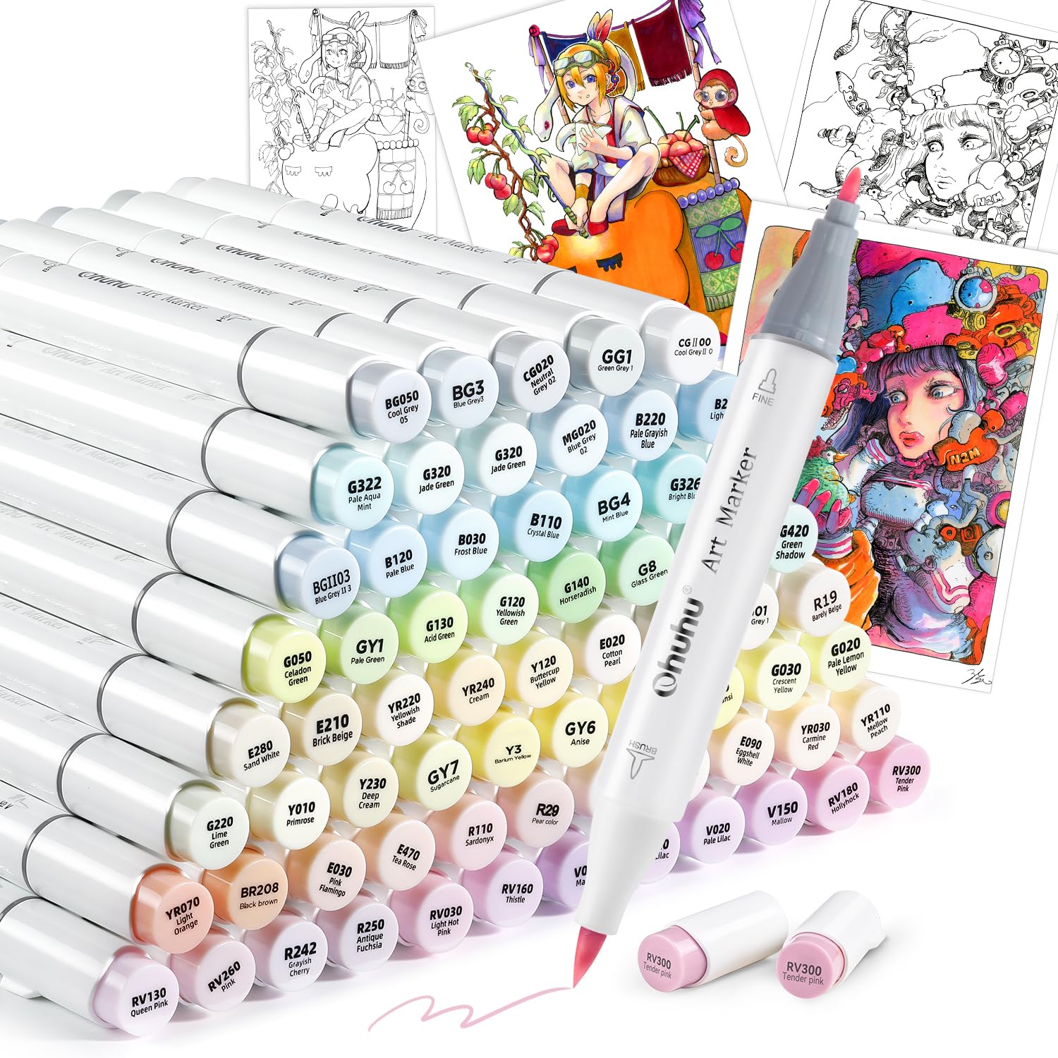 Ohuhu Marker Brush 96 Light Professional