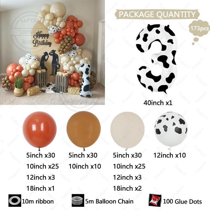 173pcs Coral Caramel Balloon Garland Cowgirl Baby Shower Farmyard Birthday Gender Reveal Globos Bride To Be Wedding Decoration