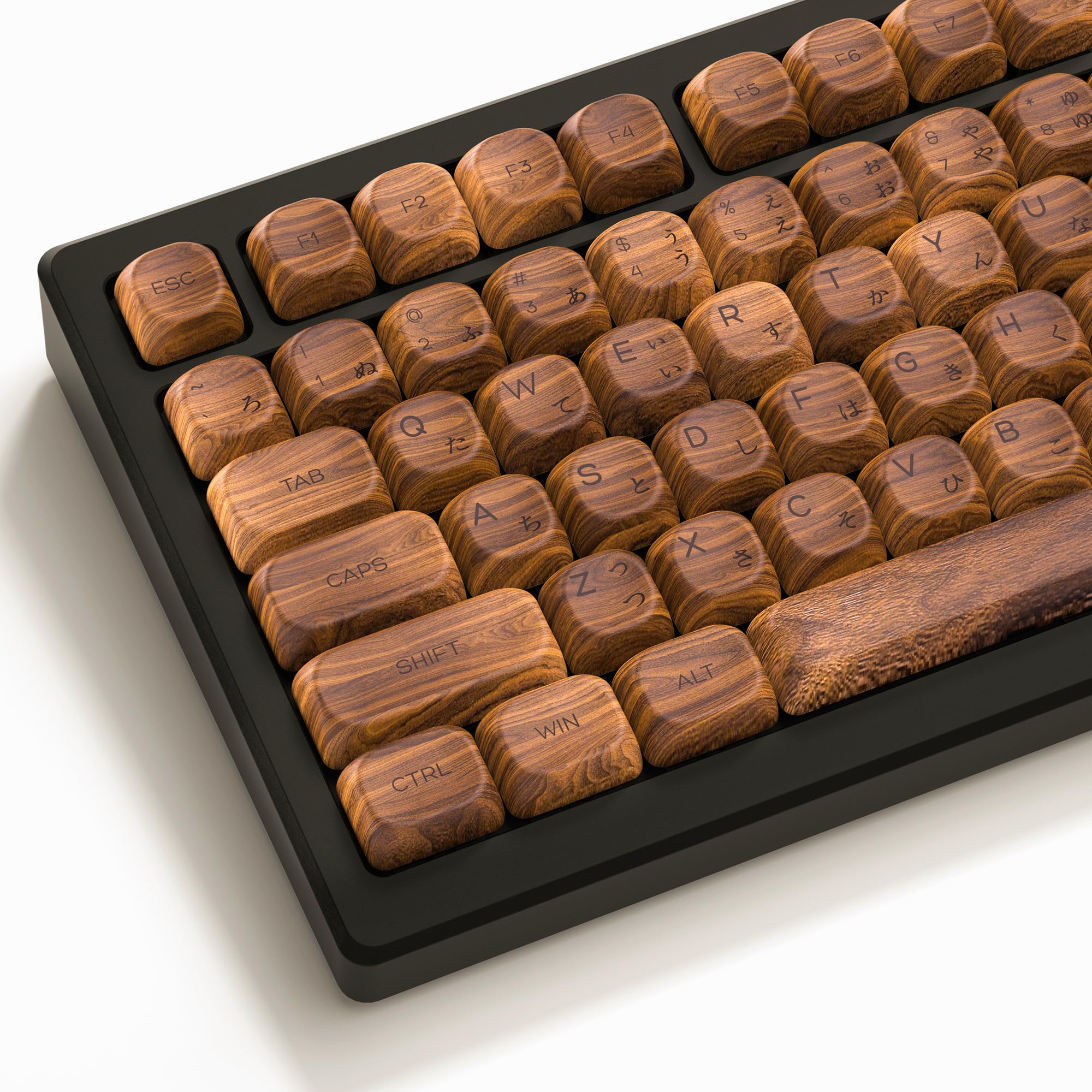 

Womier Keycap MOA Profile 131 Key PBT Wood Keycap Set Layout Japanese Layout Keycap for PC Keyboard 61/64/68/98/84/87/96/104/108 (Brown)