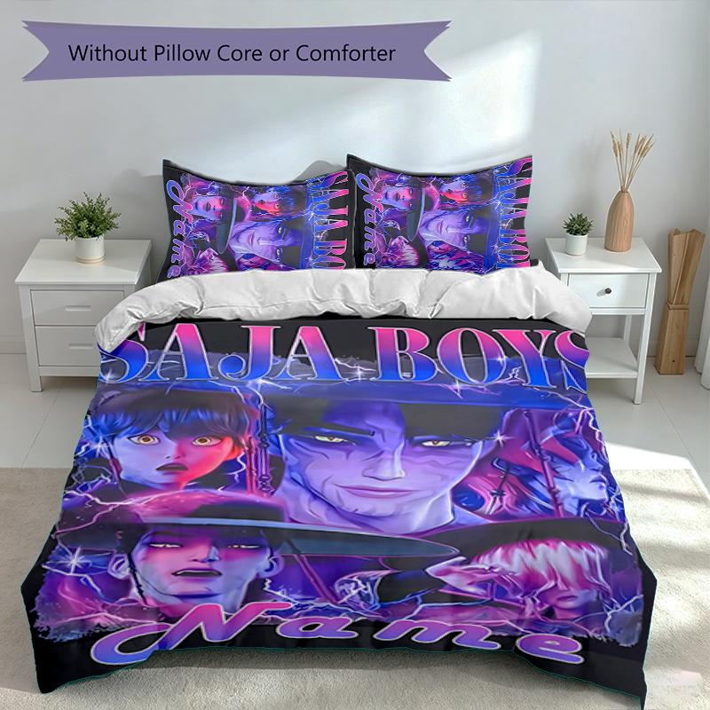Set Caccia Demoni Kpop con Nome Personalizzato 3 Pezzi, Include 1 Copripiumino e 2 Federe, Arredo Camera da Letto per Tutte le Stagioni
