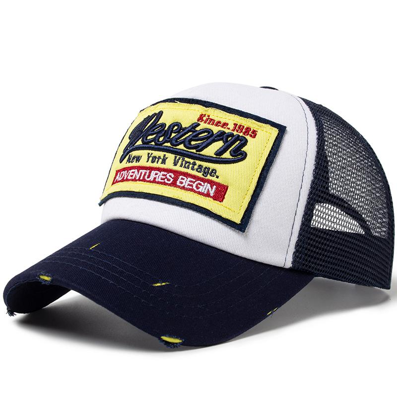 Baseballkappe Herren Netz Bestickt Buchstabe Trucker-Hut Snapback Damen Freizeitkappen Vintage Sonnenhüte Für Sommer Outdoor Tägliches Tragen