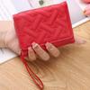 Women'S Wallet Tri Fold Card Bag Pu Multi Objects Pocket Short  Embroidered Love Pattern Korean Minimalist