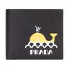 Whale Print Logo Folded Short Leather Wallet Card Holder Unisex Wallets Black Yellow 2M0513-2B0V-F0C5Z