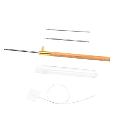 Drie Hoofd Poke Naald Vervangbare Houten Handvat Punch Naald Naaien Borduren Punch Naald