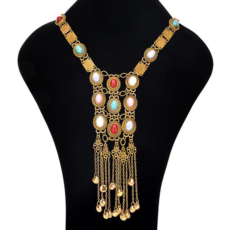 Bohemian Maxi 70cm Long Necklace Pendant For Women Collier Jewelry Colar Vintage Multilayer Tassel Collar Boho Necklace Bijoux