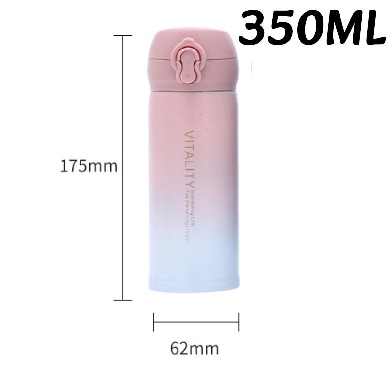 350ML Gradient Stainless Steel Insulated Cup Whit Bouncing Cover  Portable Travel Thermal Cup Leakproof Thermal Bottle Gift