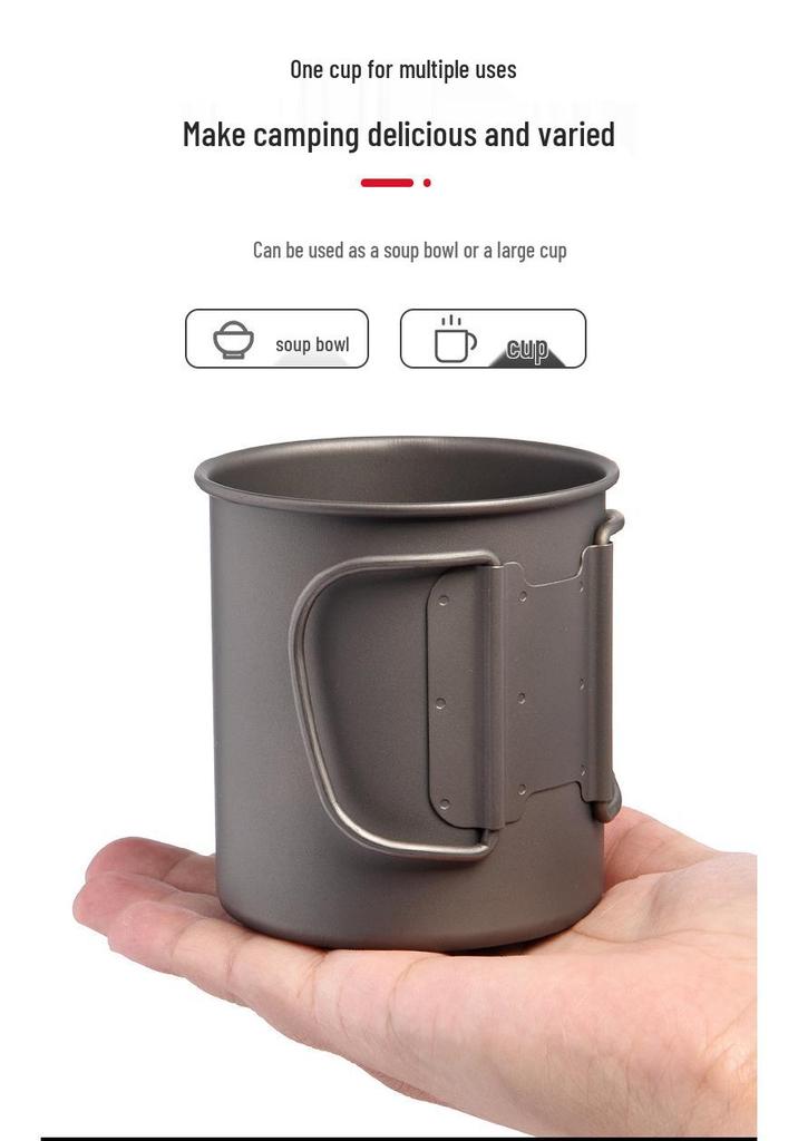 Widesea 375ML Titan Camping-Kaffeebecher - Leichtes, tragbares Geschirr