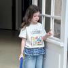 Girls Summer Cotton Cartoon Print T Shirt Loose Fit Short Sleeve Top