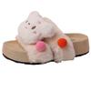 Soft cute bear hairball casual fluffy slippers women's autumn and winter cute cartoon Mori character with home platform cotton shoes