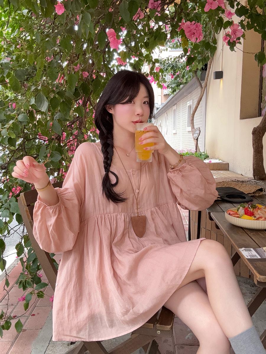 

Plus Size Pink Long Sleeve Sun Protection Dress - Sweet & Stylish Design for Women L рожевий