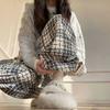 Pants for Women Plush High Waist Long Trousers Plaid Double Layer Thickened Stretchy Casua Pants