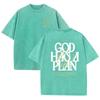 Retro Acid Wash Oversized T-shirt Front Back Bible Verse Inspirational Text Graphic Casual Daily Tops Asian Size