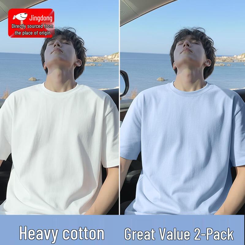 CHUJI Men s 2-Pack 220G Heavyweight Pure Cotton T-Shirt XL
