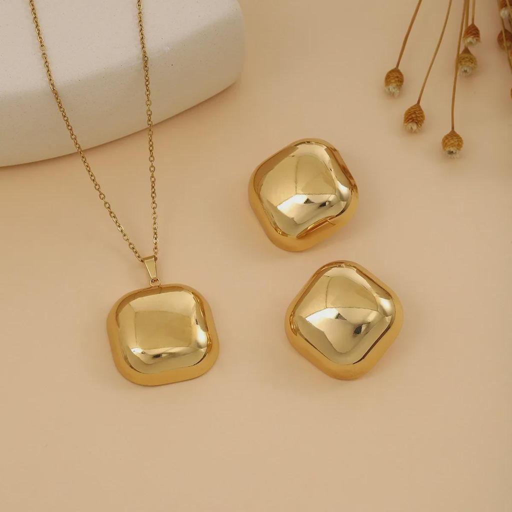 Luxury Geometric Leaf & Flower Earrings Necklace Set