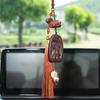 Rosewood & Peach Wood Car Pendant with Buddha/Guanyin Plaque - High-End Tassel Car Decoration