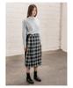 Cotton Bell Check Overlap Skirt - Navy Check