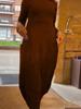 Long skirt solid color knitted dress women's clothing