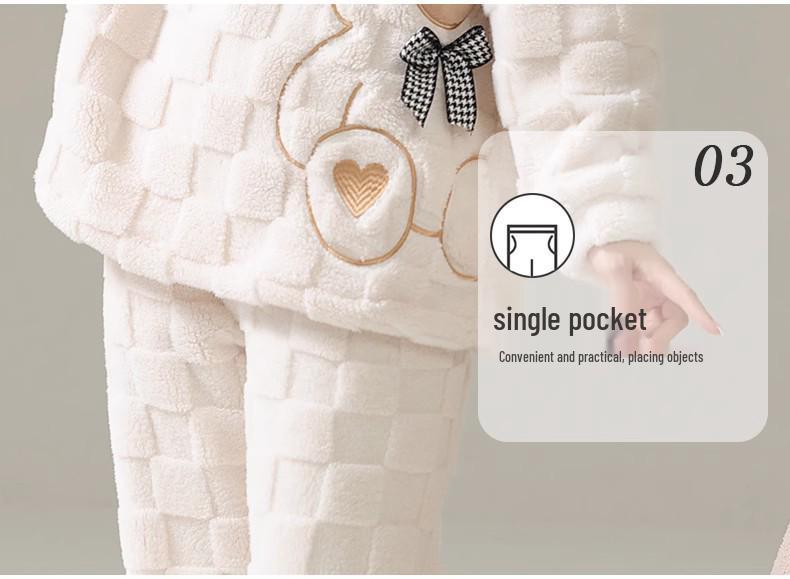 Couples' Coral Fleece Pajamas Set - Thickened Flannel for Autumn/Winter