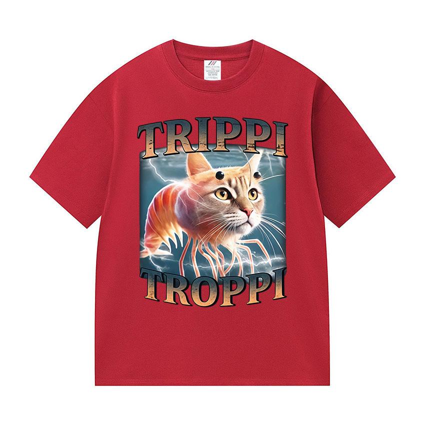 

Italian Brainrot Trippi Troppi Cat Funny Meme Graphic T-shirts Men Women Casual Short Sleeve T Shirts Fashion O-Neck Cotton Tees S
