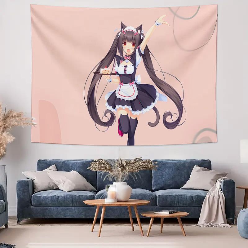Japanese Anime Style Wall Hanging  Elegant Maiden Wall Decor Fabric for Bedroom Decoration
