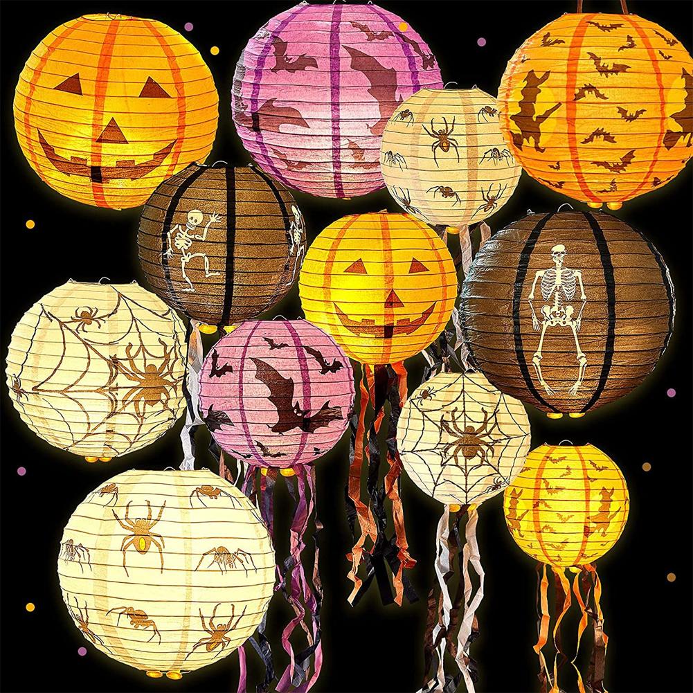 Halloween Paper Lantern Hanging Creative Spooky Funny Halloween Hanging Props Garden Party Decor Supplies